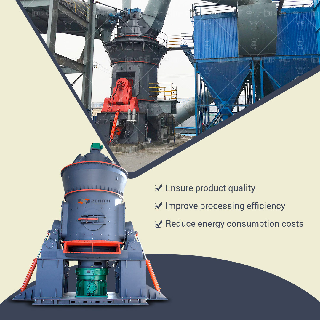 Complete Zenith coal grinding system diagram showing feeder, mill, classifier, cyclone, and dust collector.